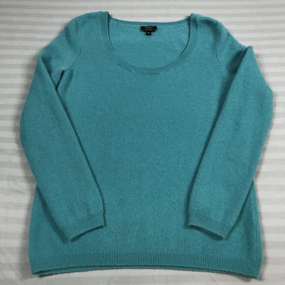 Talbots Sweater Womens Medium Teal Pure Cashmere Scoop Neck Pullover Long Sleeve - Picture 1 of 7
